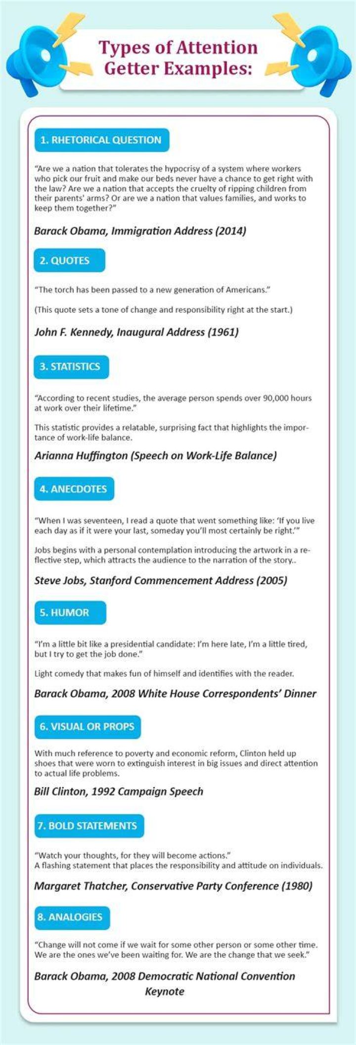 What are the 4 types of attention getters