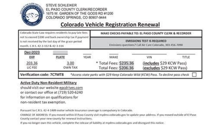 What is needed to register a car in colorado